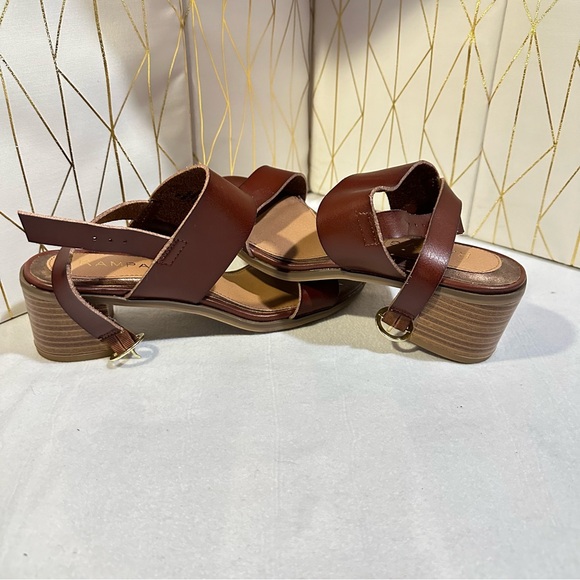 Rampage Ram-Haly Whiskey Brown Wood Heel Boho Sandals - Size 7 - Picture 5 of 8